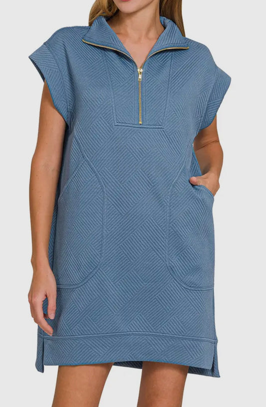 “She’s On The Go” - Dusty Blue Dress