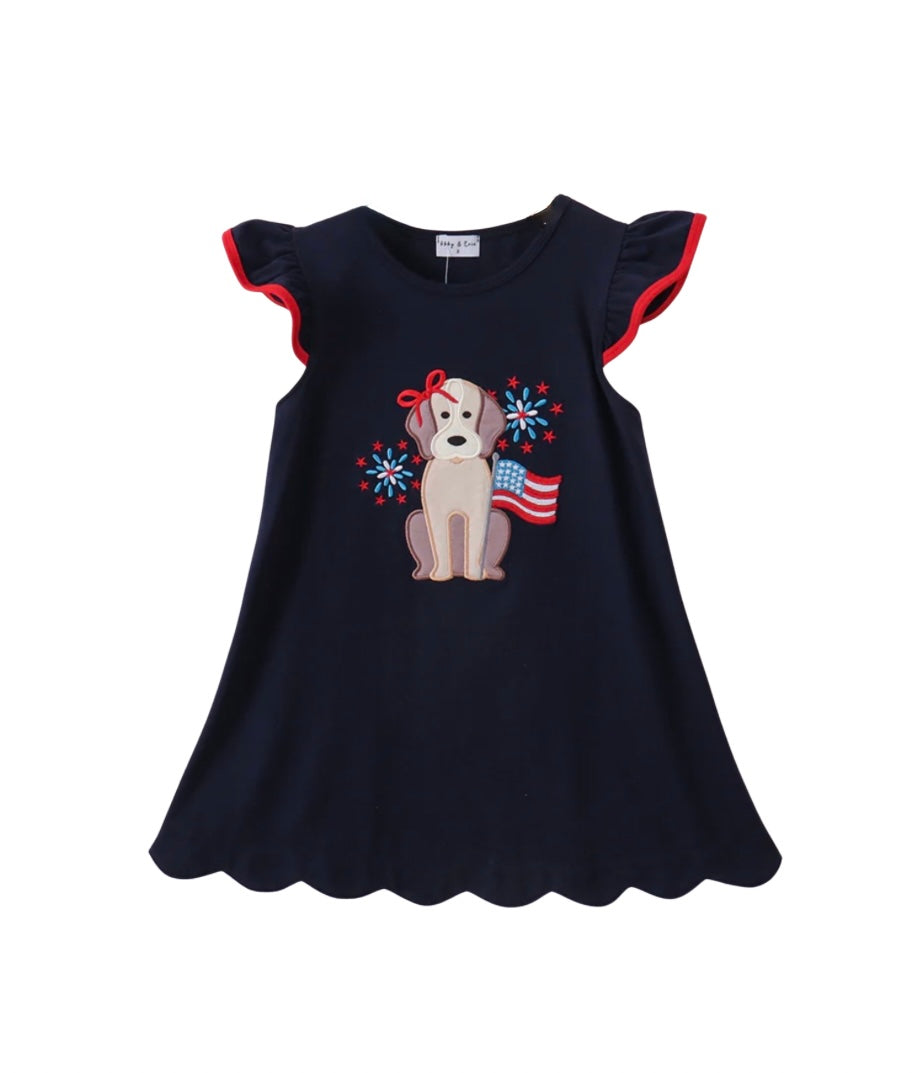 Patriotic Pup Appliqué Dress