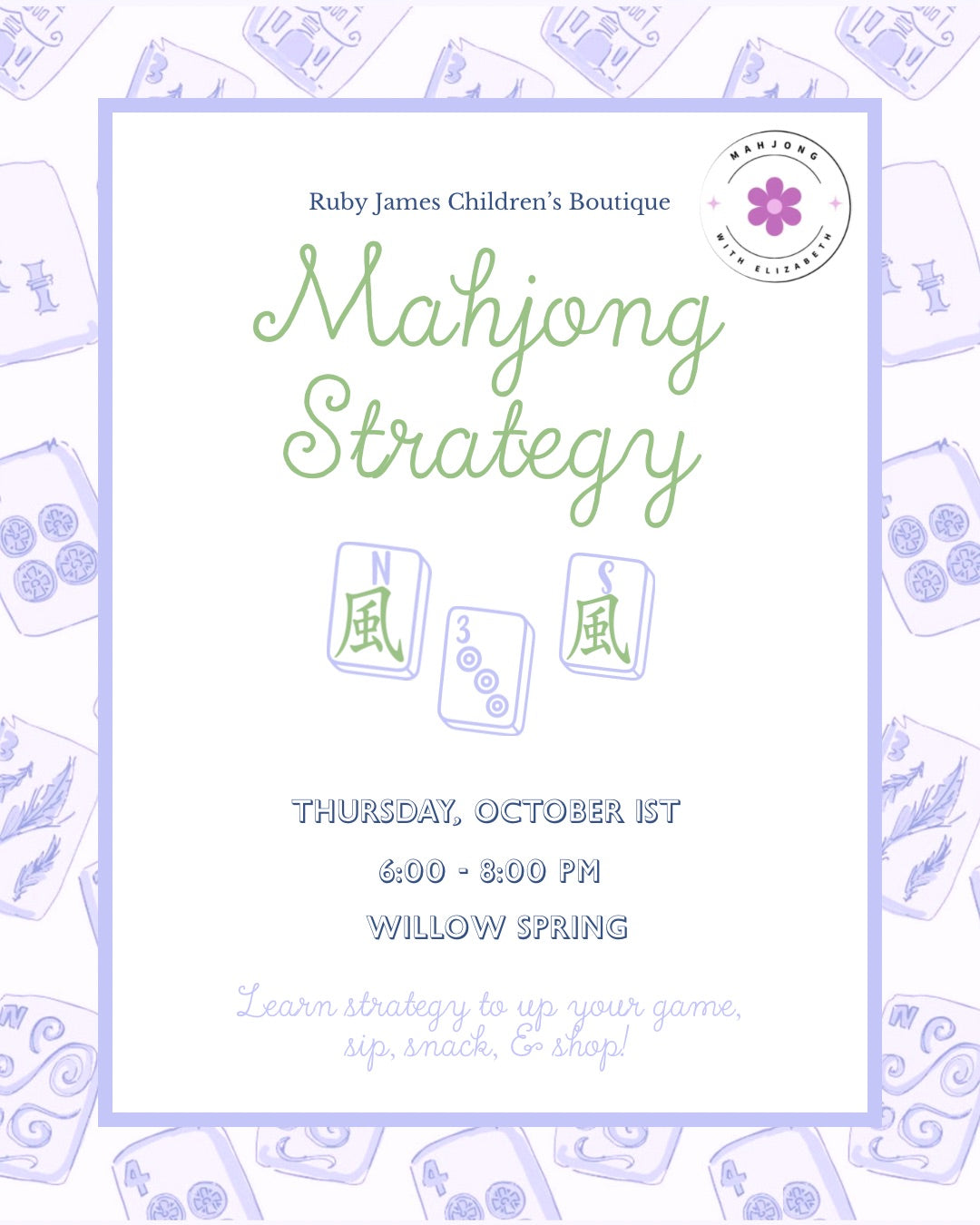 Mahj and Shop: October 1: Mahjong Strategy