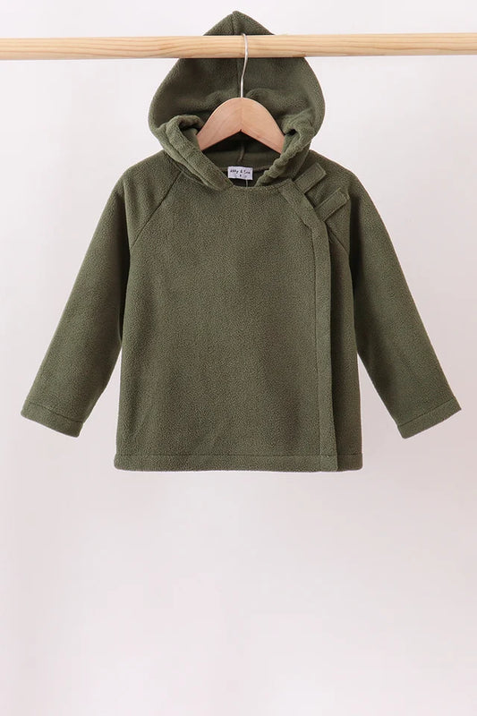 Boys Olive Green Fleece Hooded Jacket