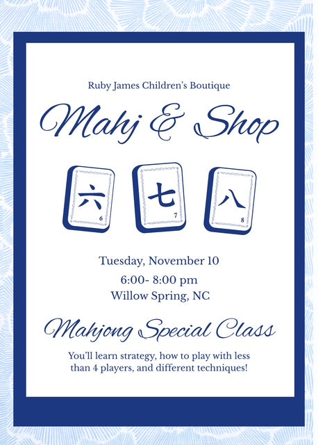 Mahj & Shop: November 10 Mahjong Special Class