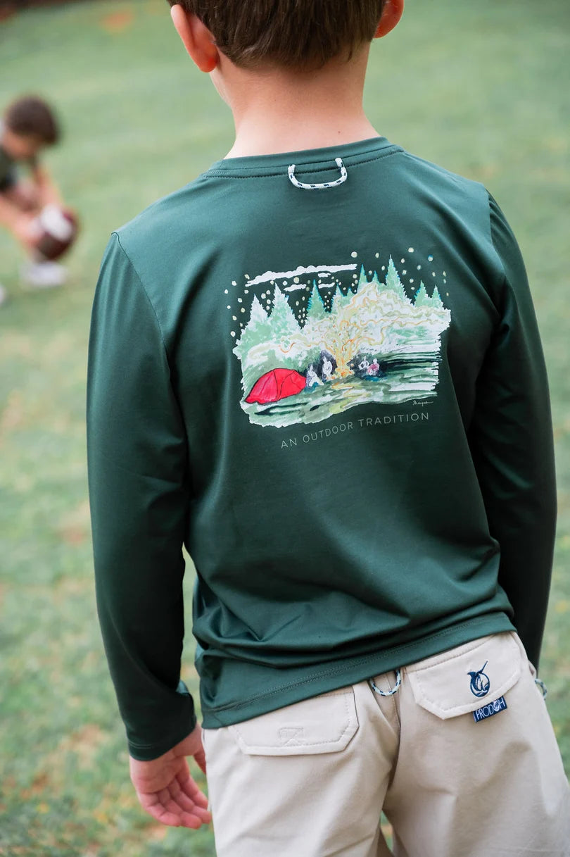 Prodoh Boys' Pro Performance Long Sleeve T-Shirt | Camping Green Campout