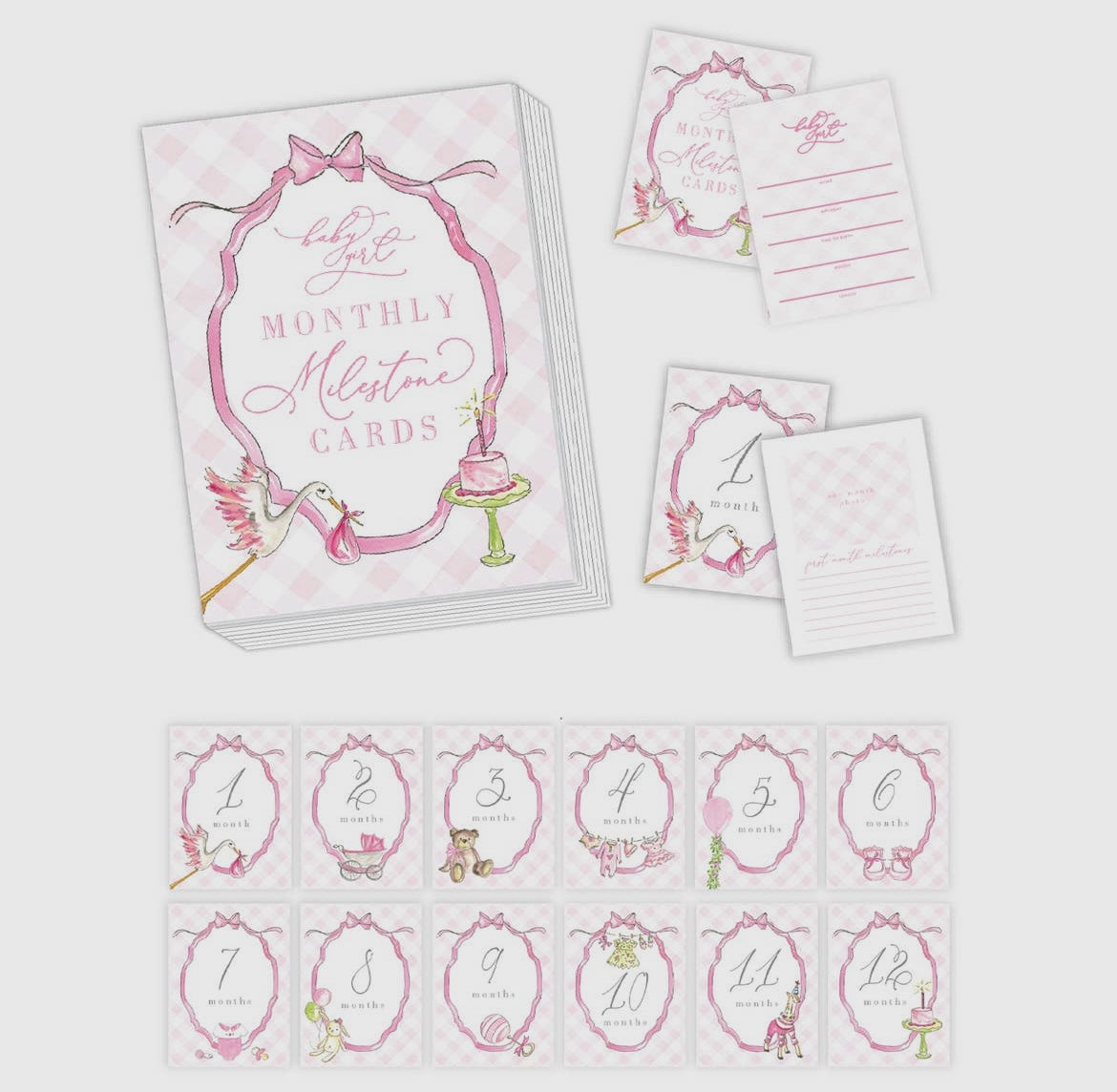 Pink Monthly Milestone Cards