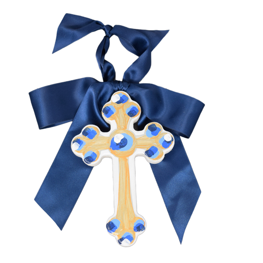 Blue Hallelujah — Hand-Painted 6" Cross