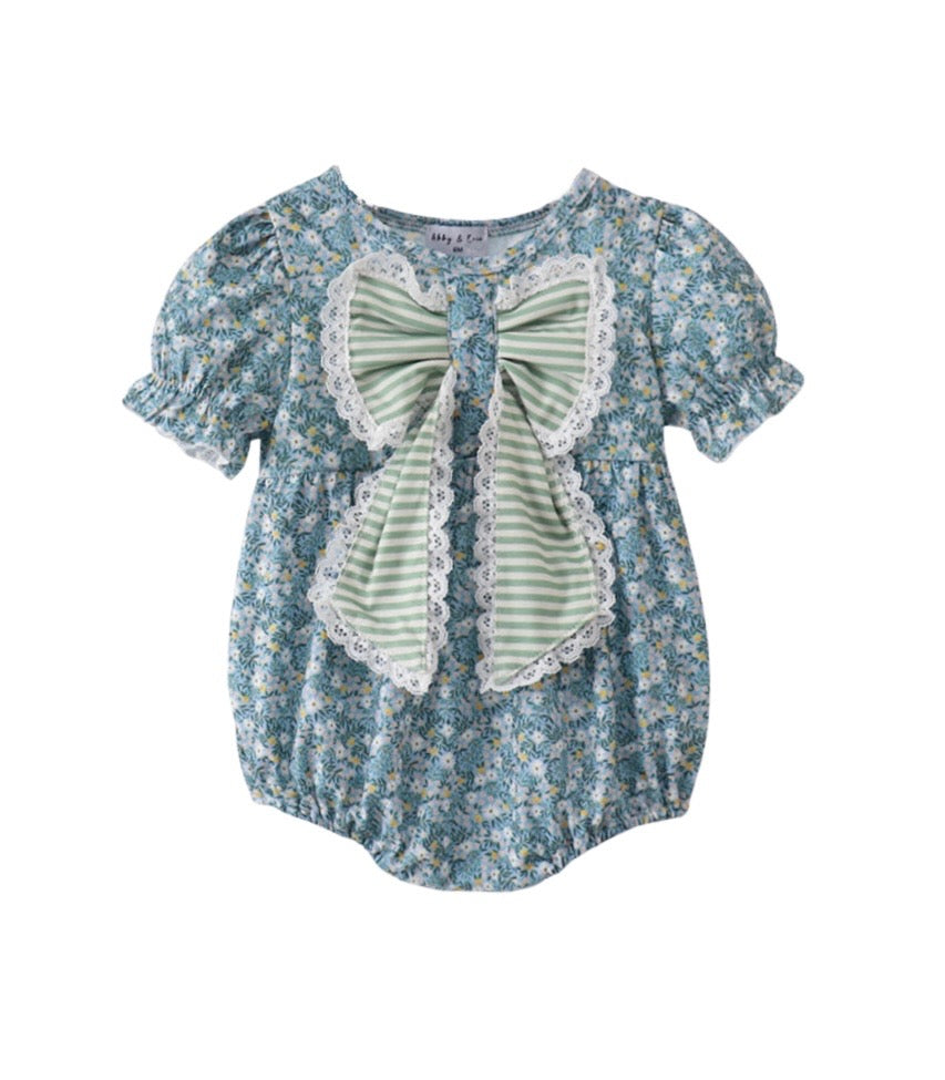 Teal Floral Lace Bow Bubble