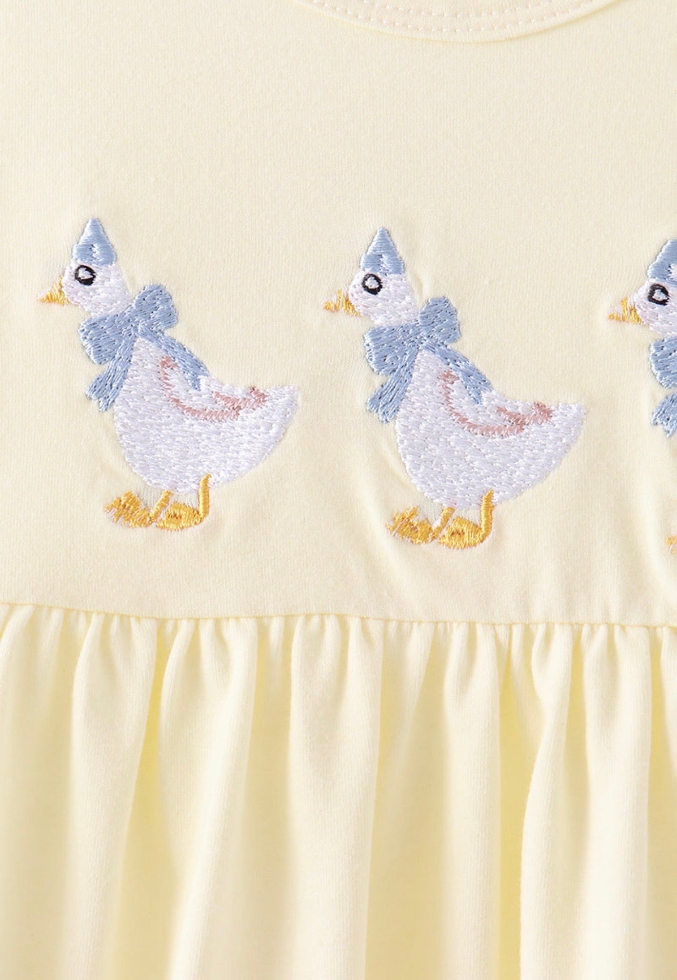 Girls Blue & Yellow Goose Ruffle Pant Set