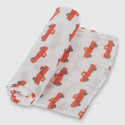 Red Truck Muslin Swaddle