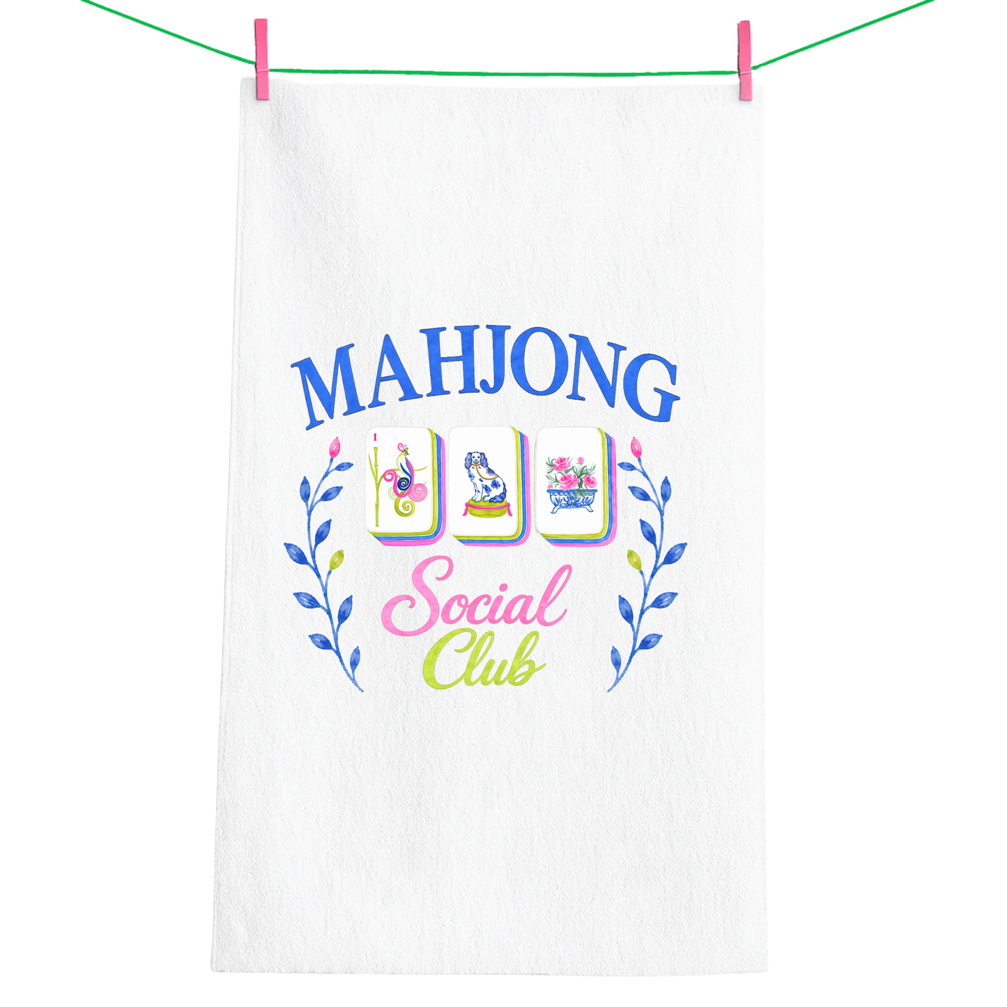 Mahjong Social Club Flour Sack Towel | Blue