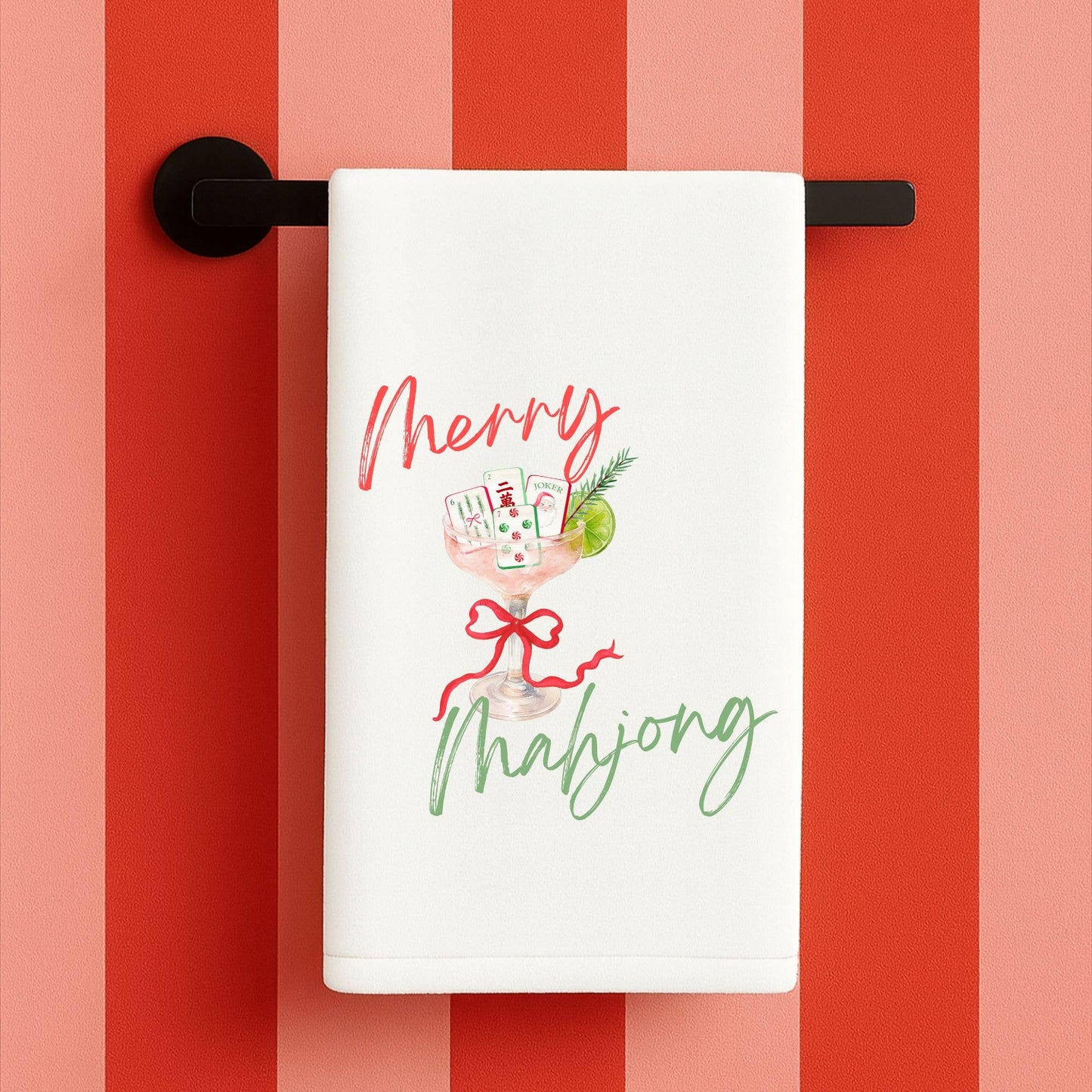 Christmas Mahjong Flour Sack Towel