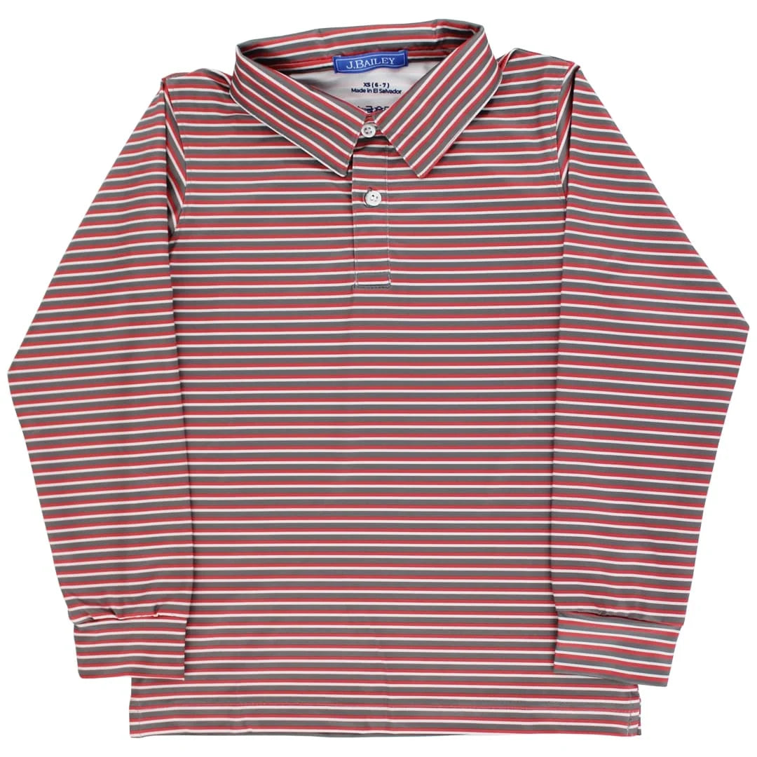 J. Bailey Boys' Harry Long Sleeve Performance Polo - Canyon