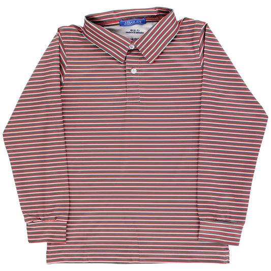 J. Bailey Boys' Harry Long Sleeve Performance Polo - Canyon