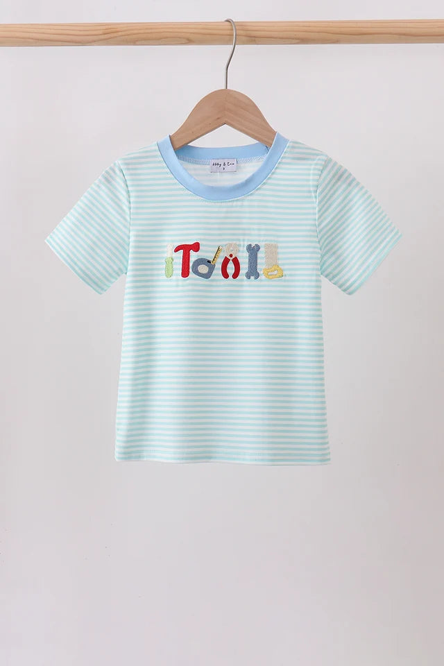 Boys' Short Sleeve Shirt with Tools Embroidery
