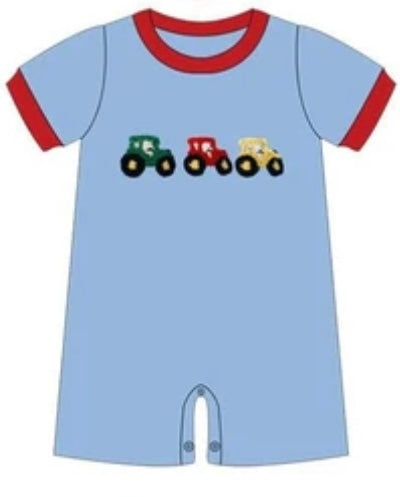 Blue Tractor Trio Romper