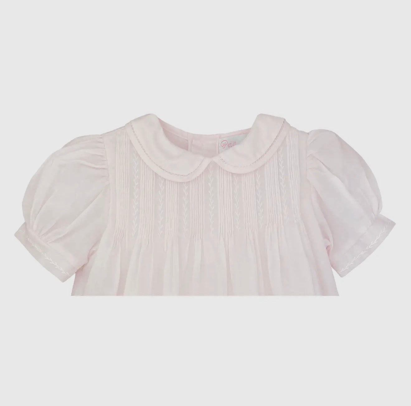 Pink Pintucks + Featherstitching Dress with Bloomers & Bonnet