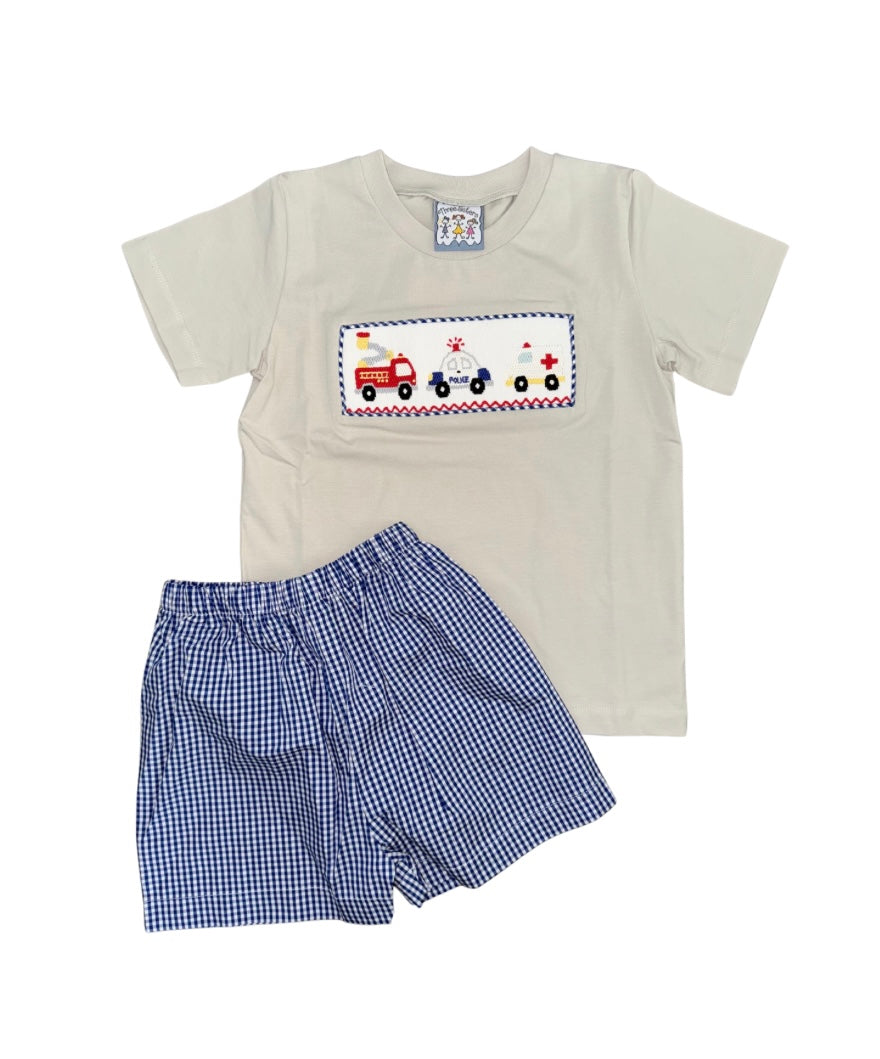 First Responders Smocked Shorts Set