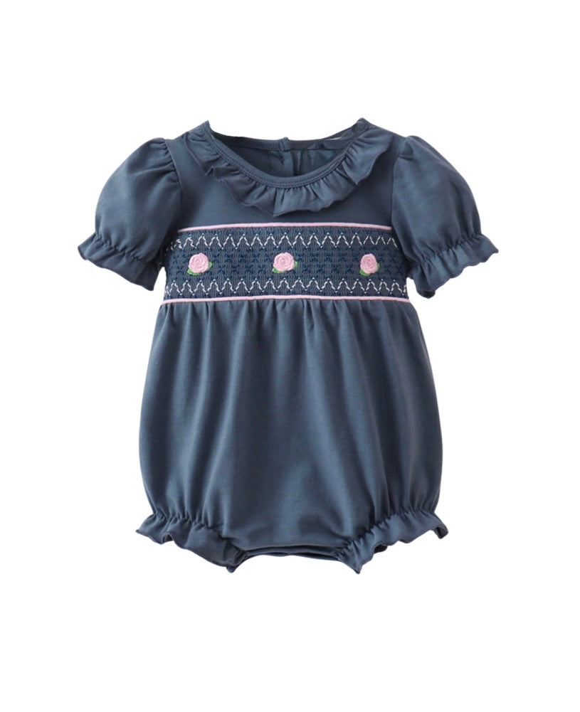 Garden Rose Smocked Ruffle Bubble