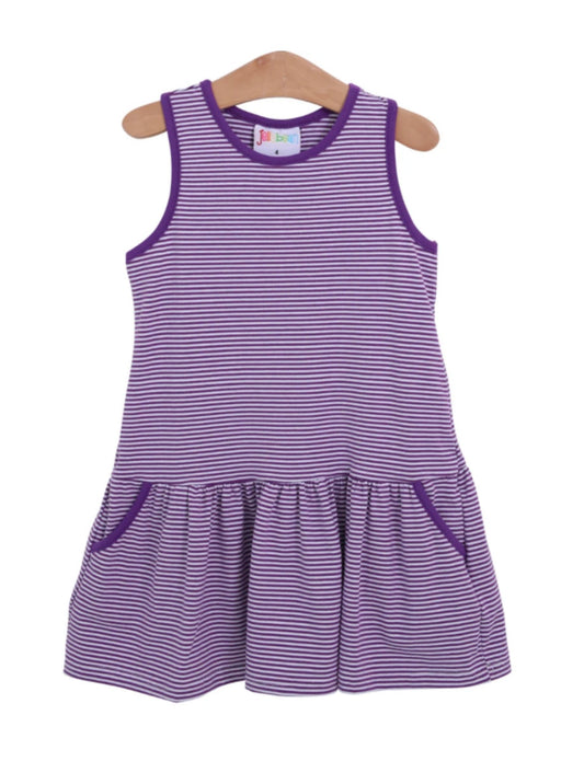 Purple Bow Back Pocket Dress