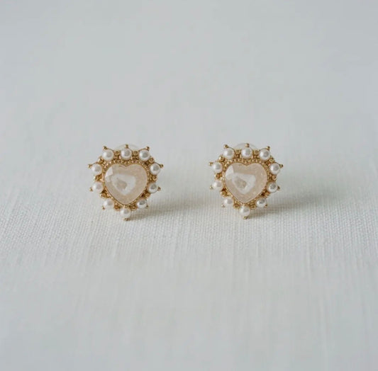 Pearl Studded Heart Earrings