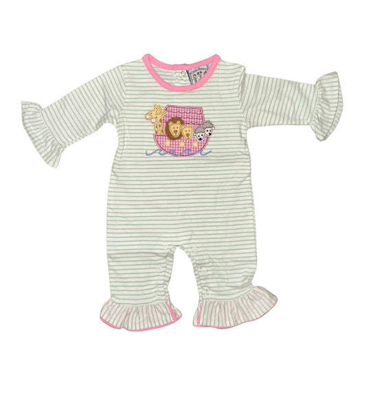 Pink Trim Noah’s Ark Romper