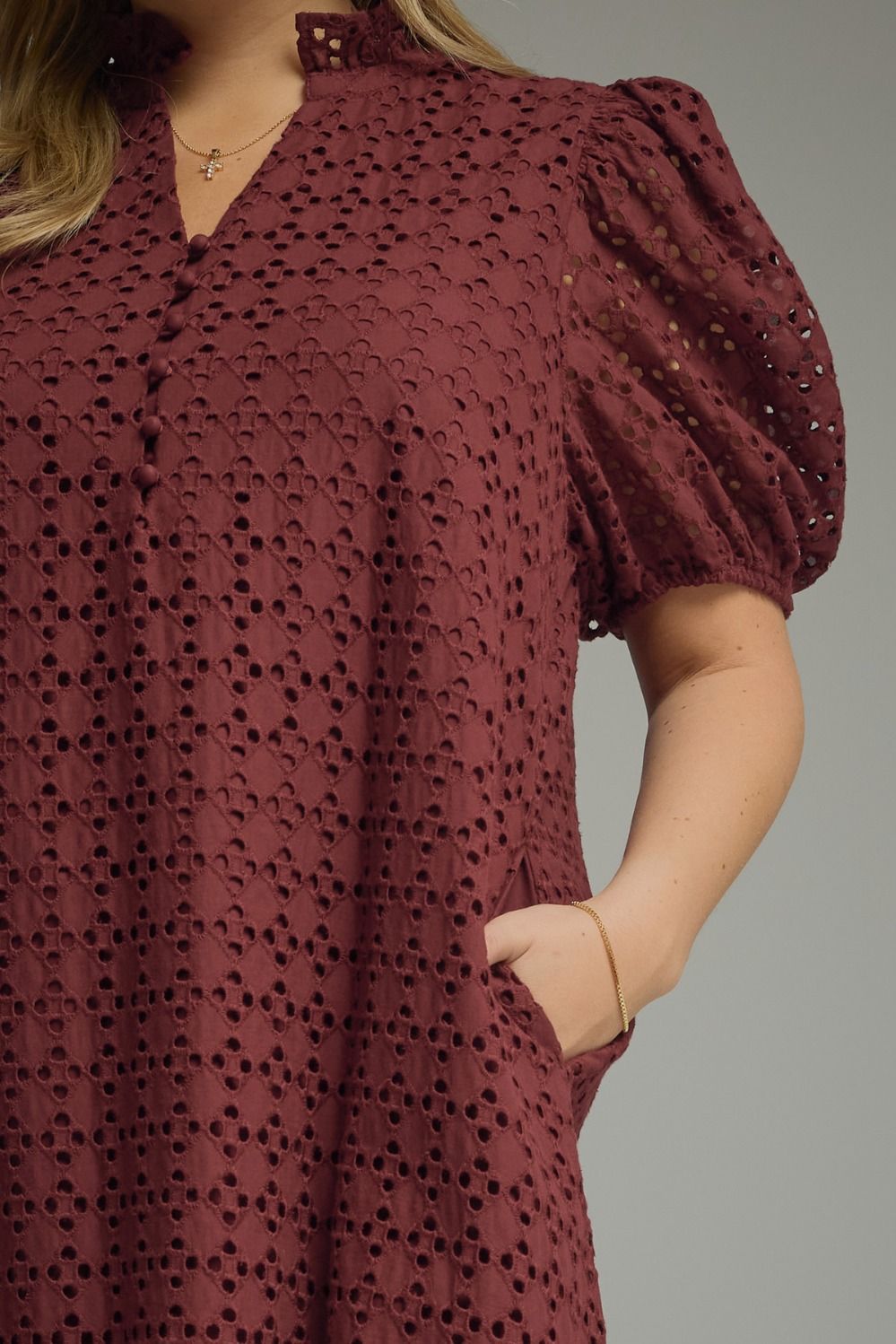 Eyelet Burgundy Midi Women's Dress – Women's Boutique Dress