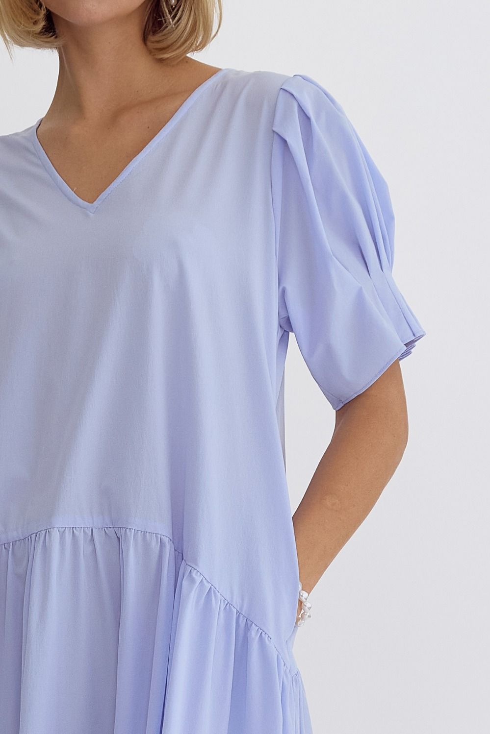 V Neck Short Sleeve Midi