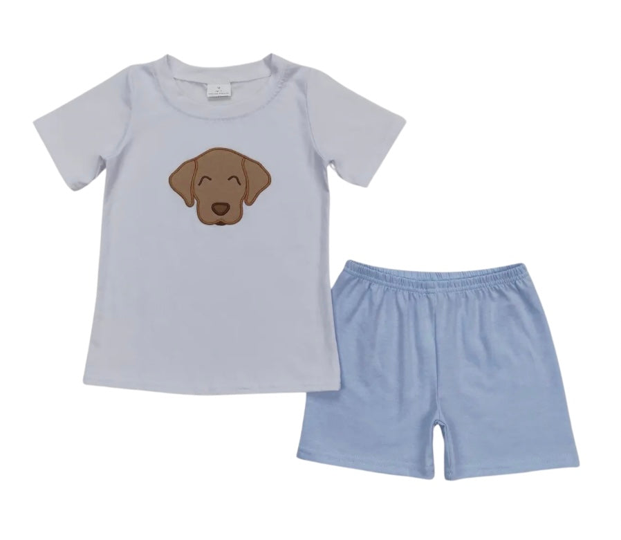 Dog Appliqué Shorts Set