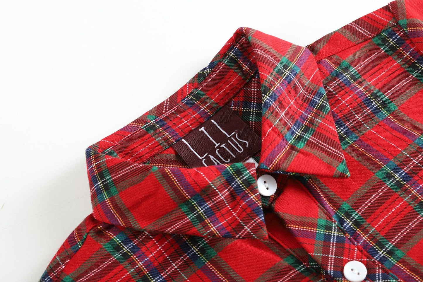 Red and Green Tartan Boys Dress Shirt