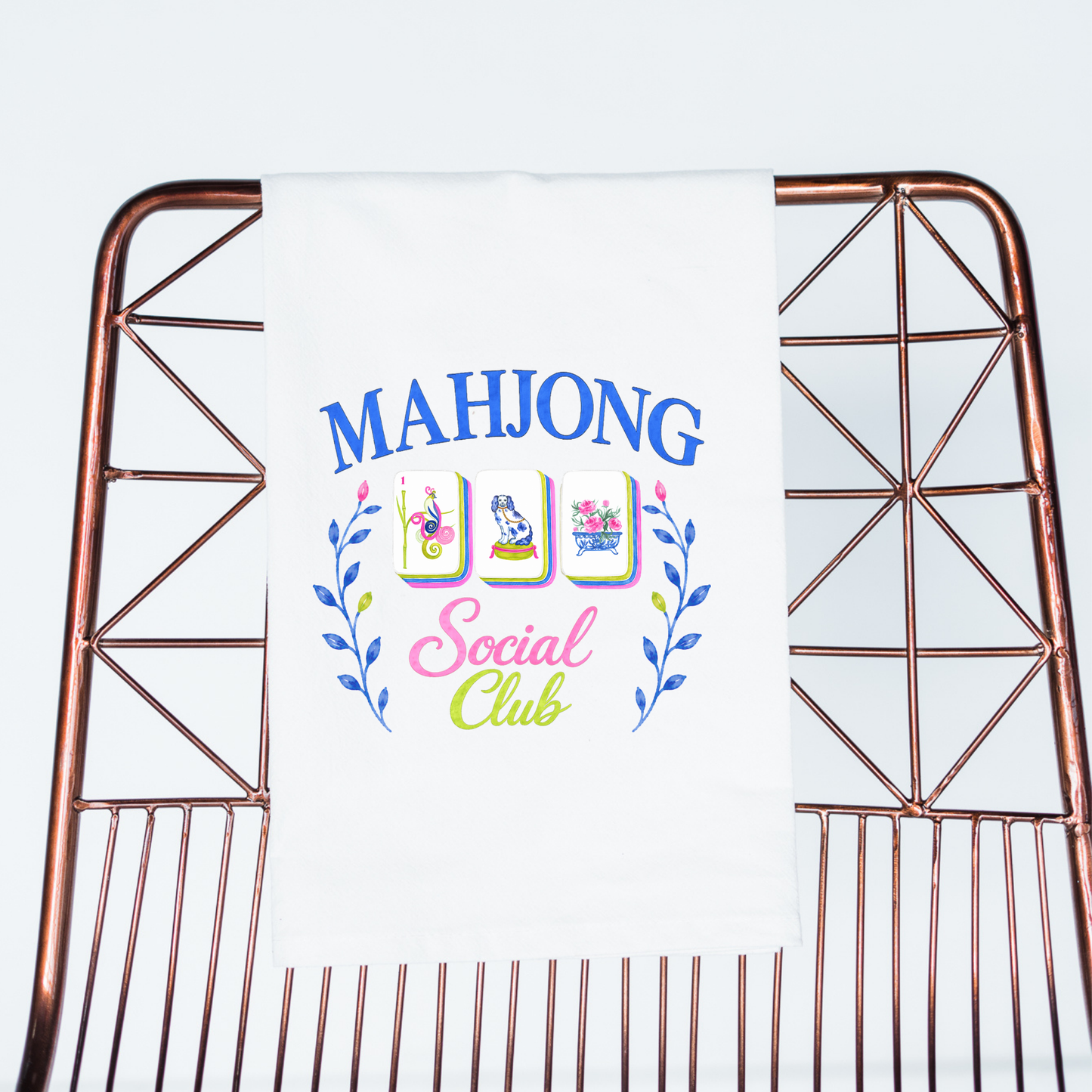 Mahjong Social Club Flour Sack Towel | Blue