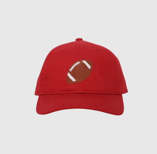 Red Football Needlepoint Embroidered Hat