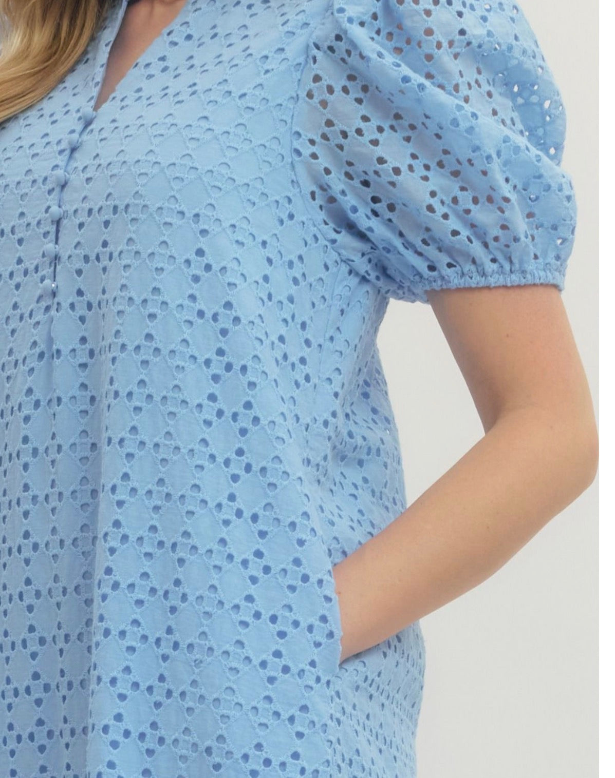 Eyelet Blue Midi Dress