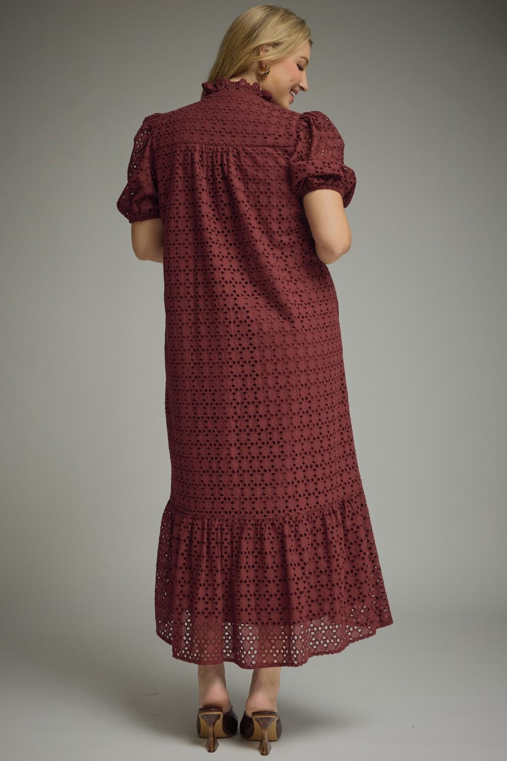Eyelet Burgundy Midi Women's Dress – Women's Boutique Dress