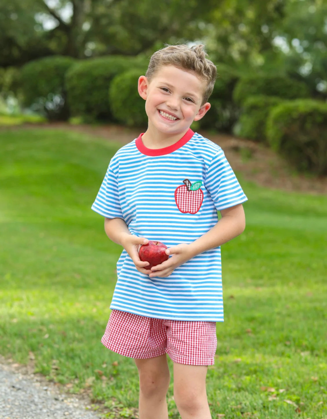 Apple Pocket Appliqué Shorts Set