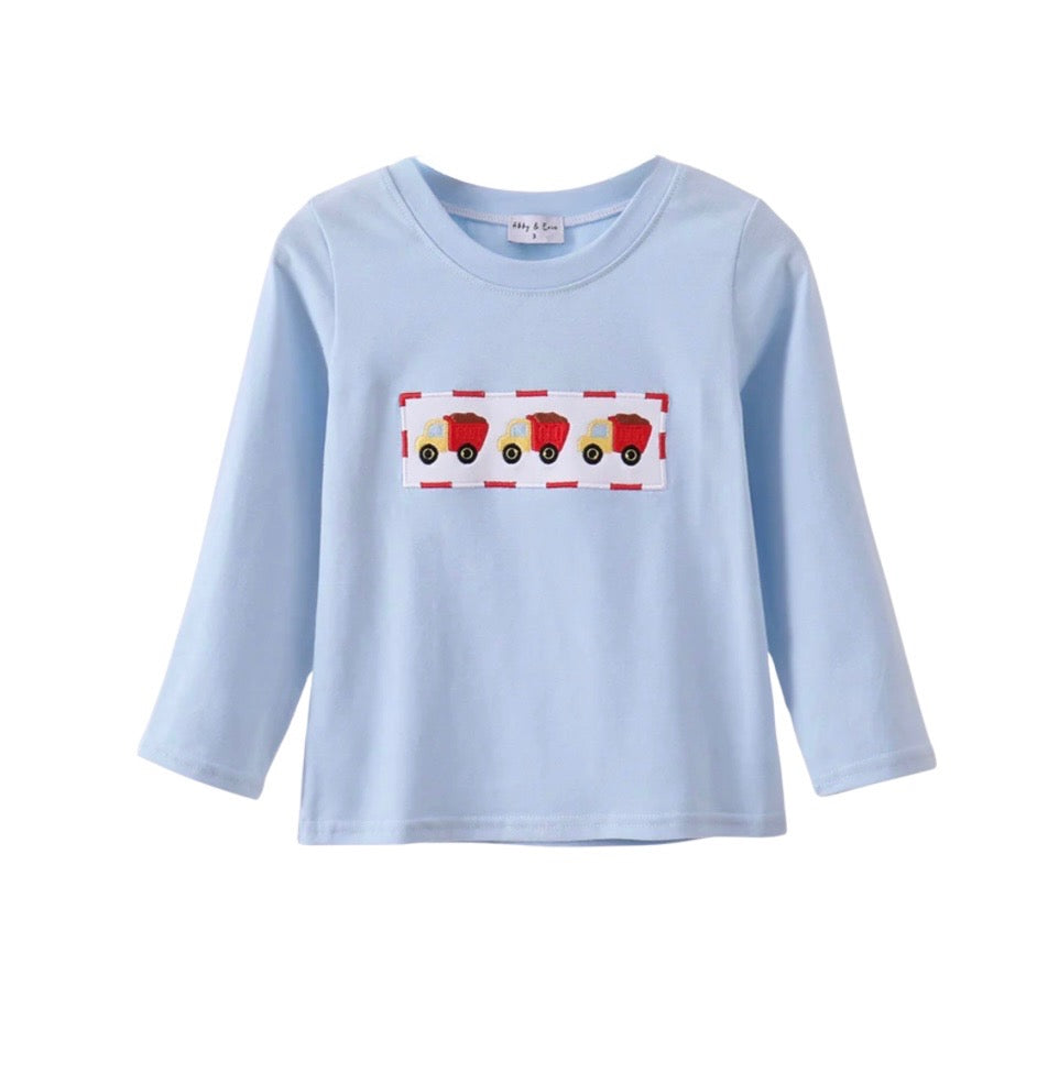 Blue Construction Embroidered Top