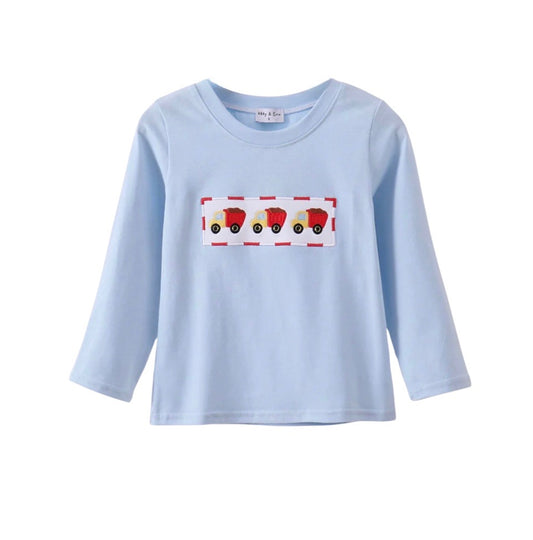 Blue Construction Embroidered Top