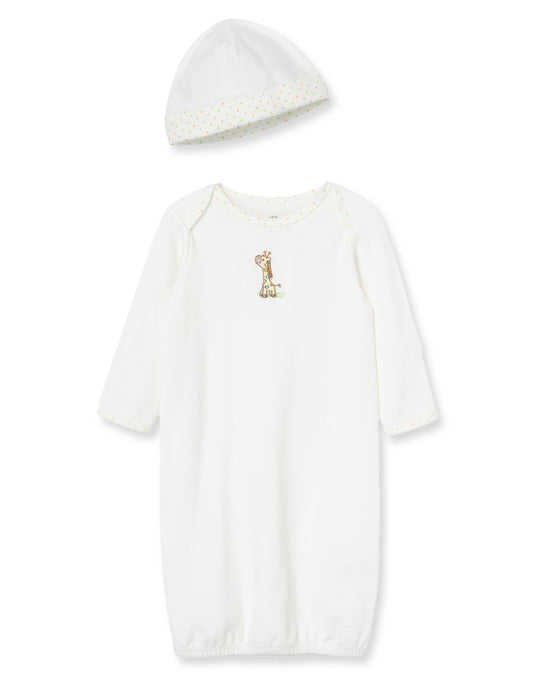 Giraffe Gender Neutral Baby Gown + Hat