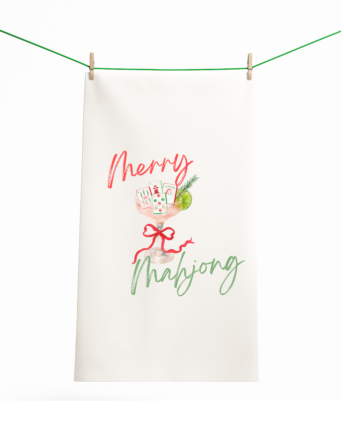 Christmas Mahjong Flour Sack Towel