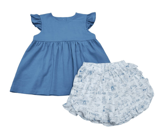 Summer Fun Blue & White Shorts Set