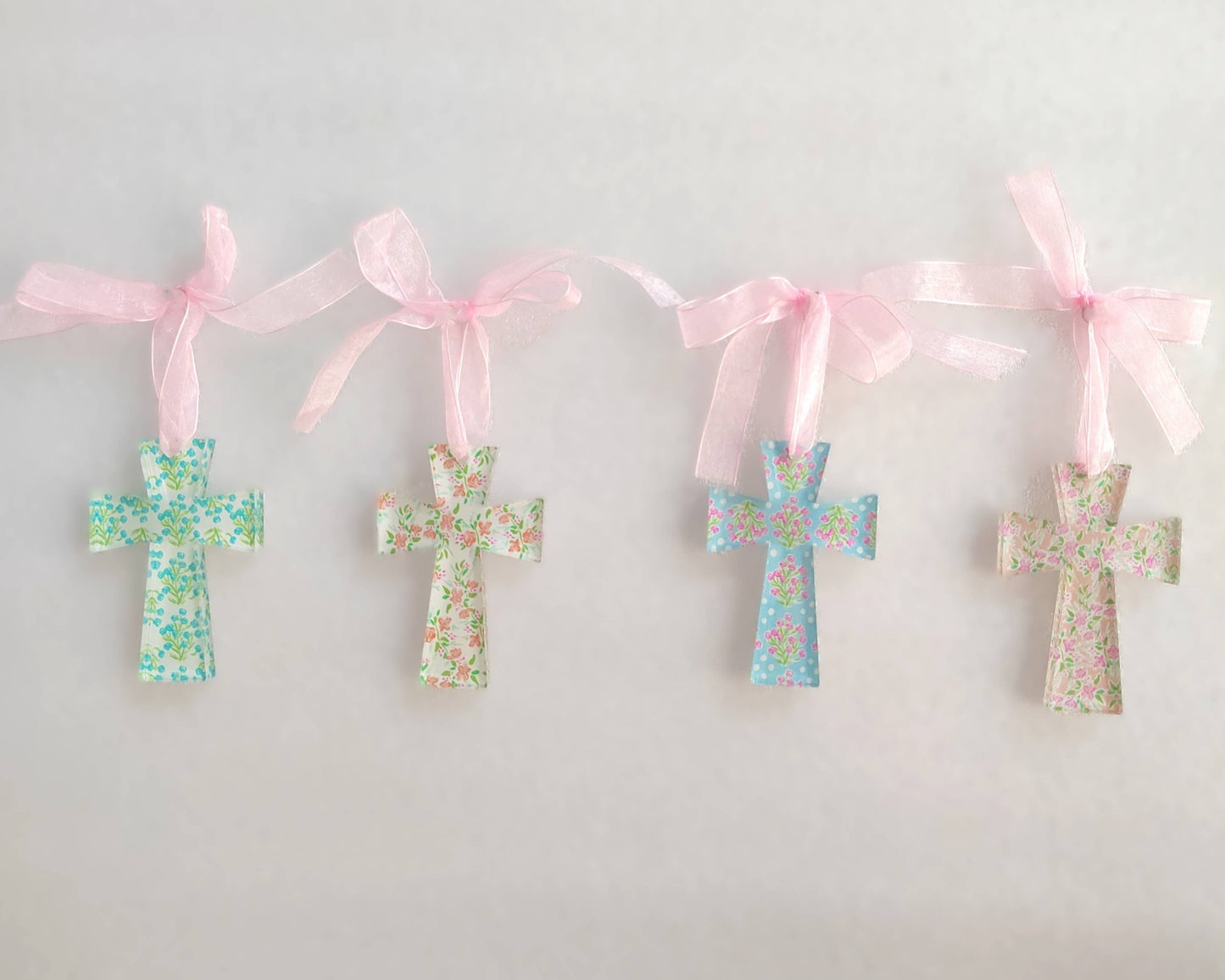 Cutout Acrylic Floral Cross Ornament – 2.7" x 4"