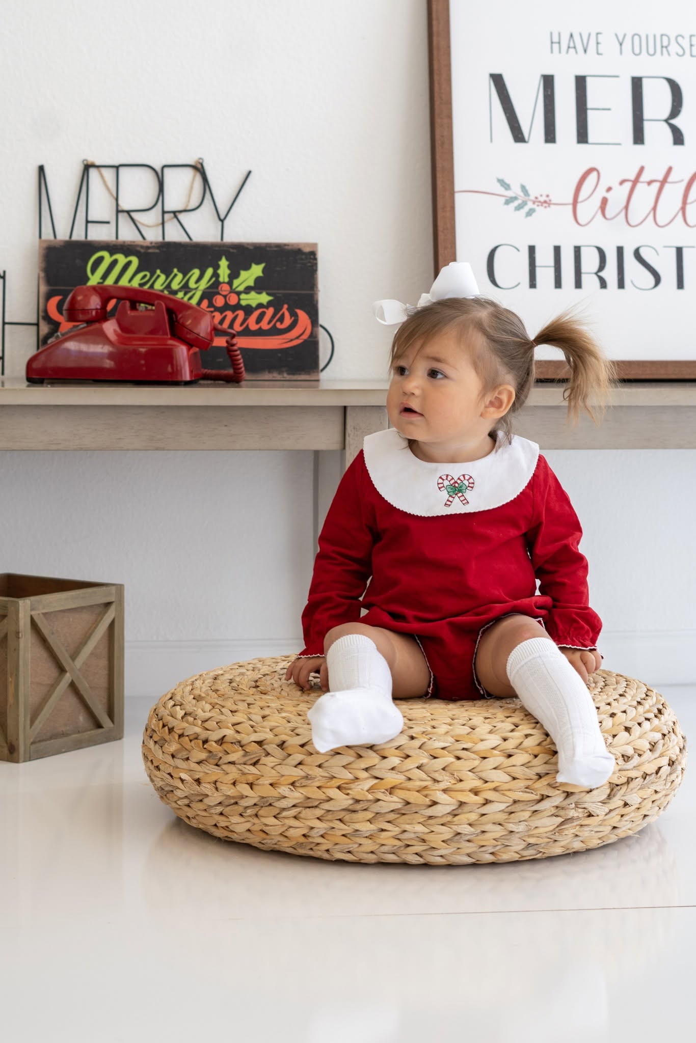 Girls Long Sleeve Red Corduroy Bishop Bubble – Baby Girl Winter Boutique Bubble