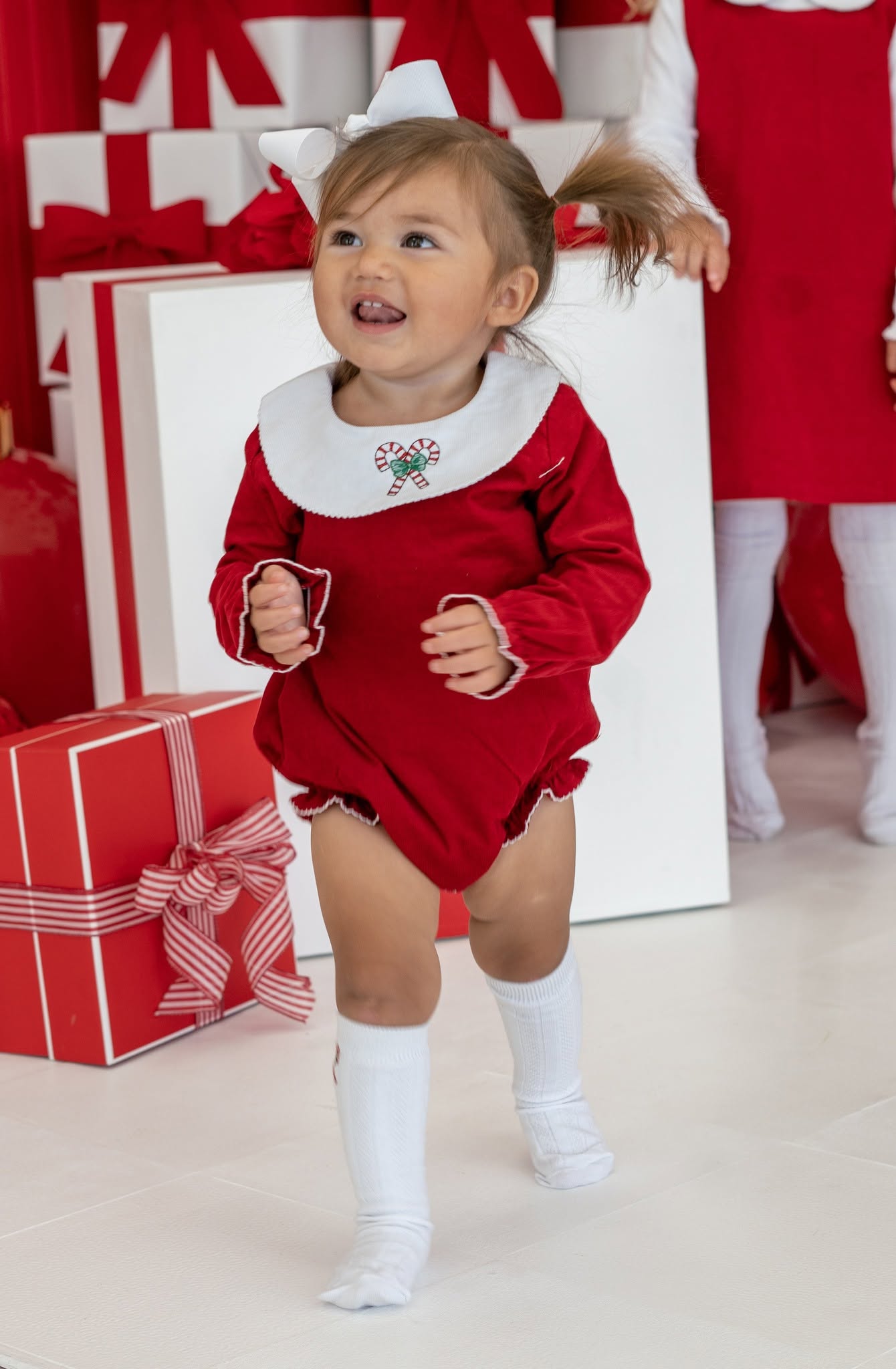 Girls Long Sleeve Red Corduroy Bishop Bubble – Baby Girl Winter Boutique Bubble