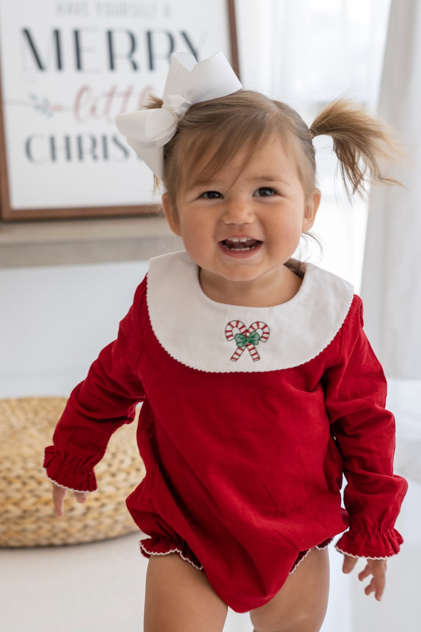 Girls Long Sleeve Red Corduroy Bishop Bubble – Baby Girl Winter Boutique Bubble