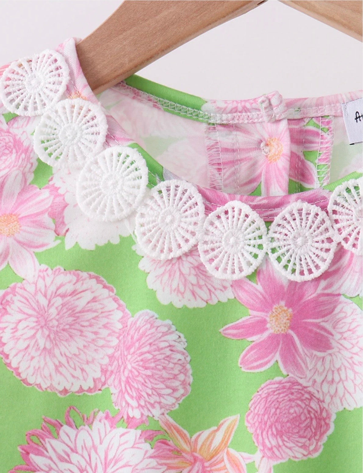 Green & Pink Floral Pocket Shift Dress