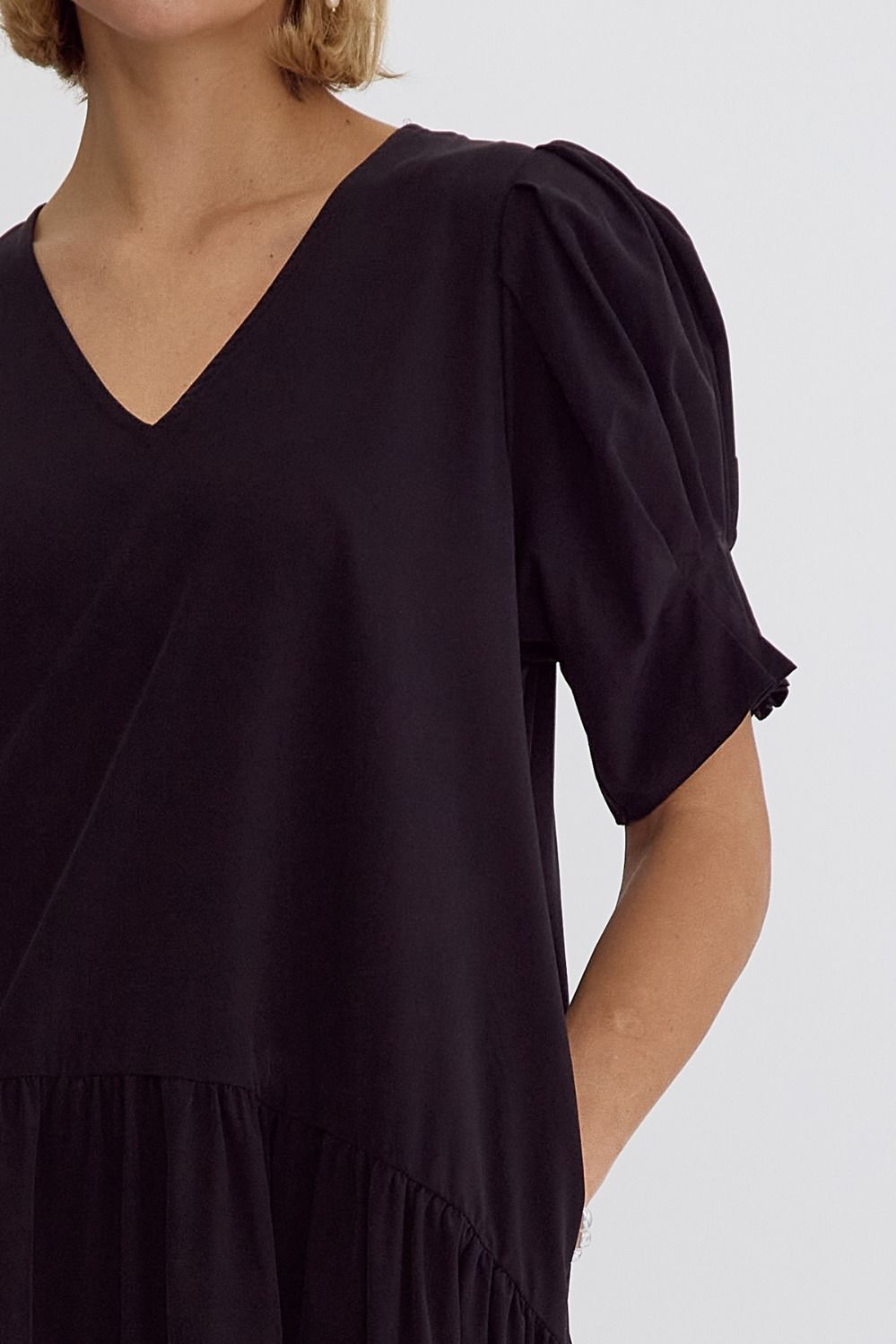 V Neck Short Sleeve Midi