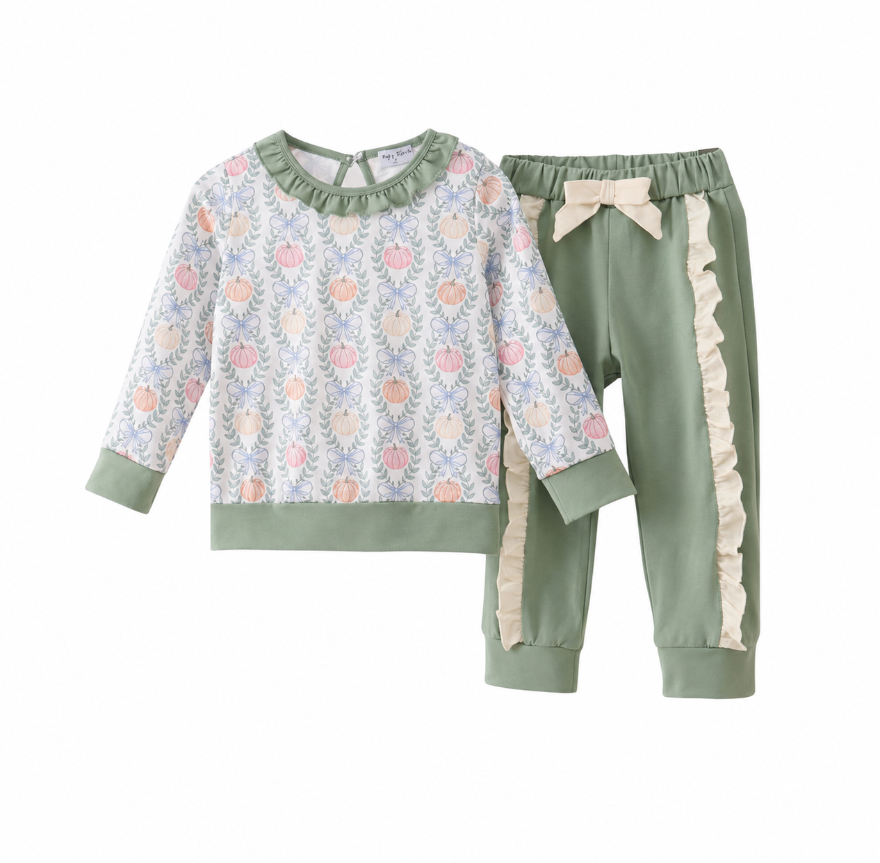 Sage Pumpkin Ruffle Jogger Set