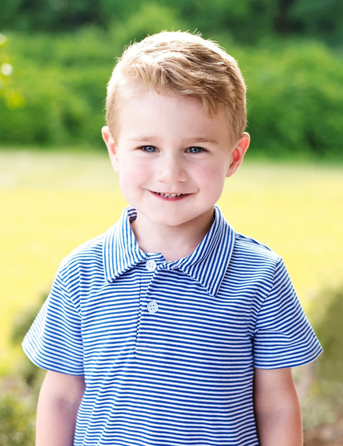 Royal Blue Striped Polo