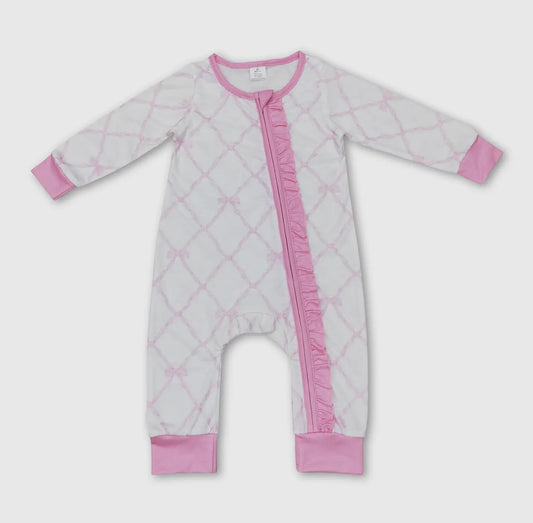 Pink & White Bow Ruffle Pajamas