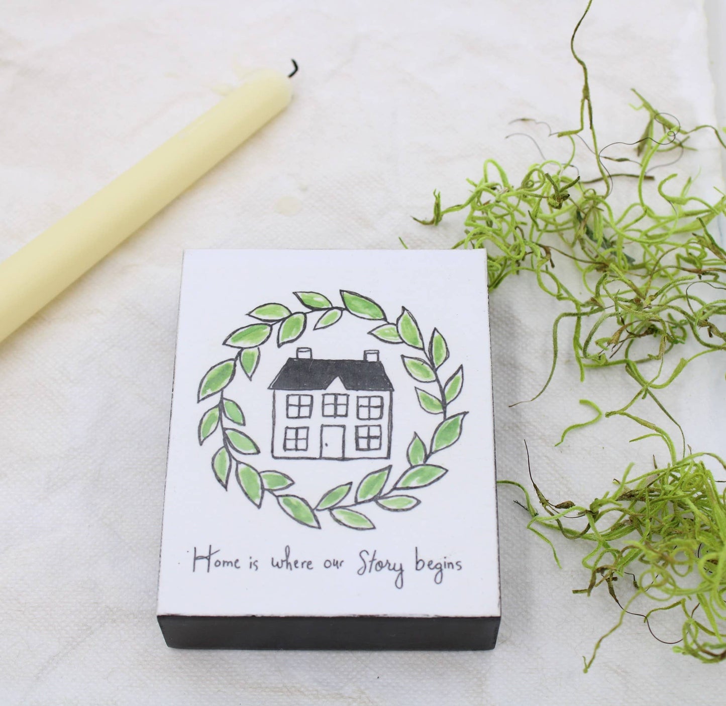 Home Is Where Our Story Begins Table Block – 4"