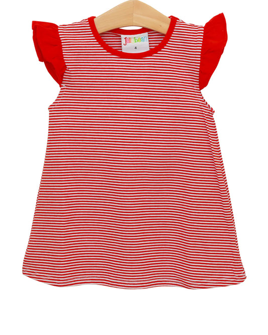 Red & White Flutter Top