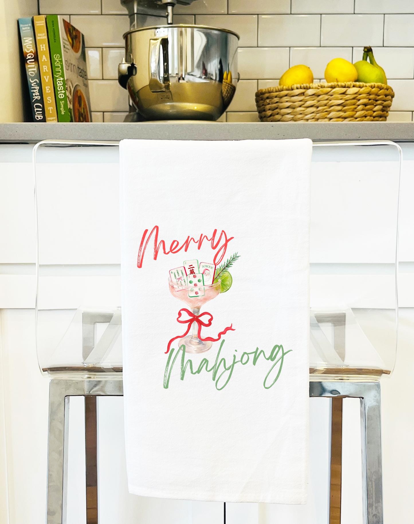 Christmas Mahjong Flour Sack Towel