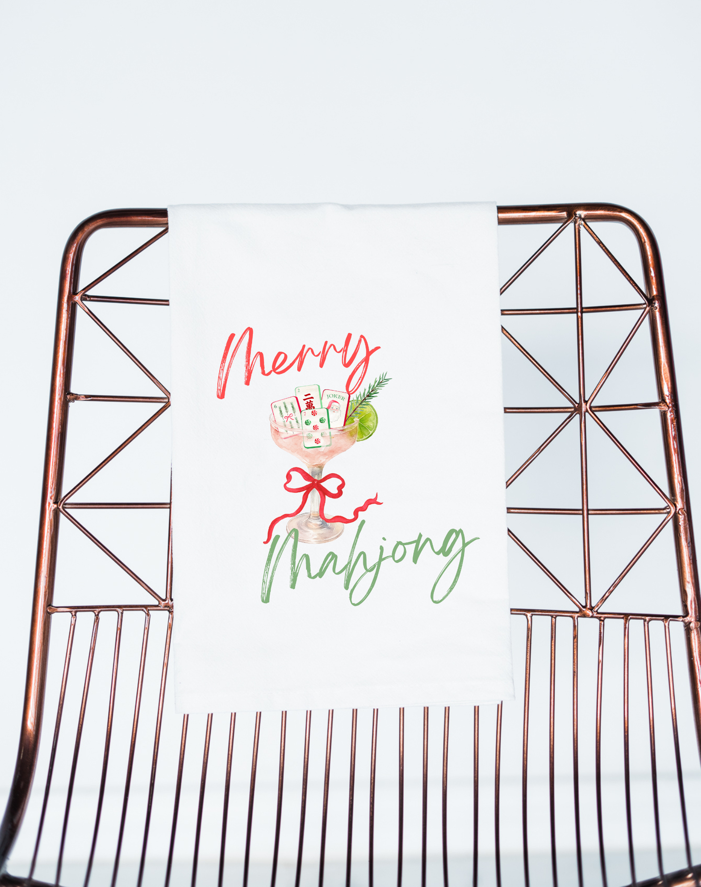 Christmas Mahjong Flour Sack Towel
